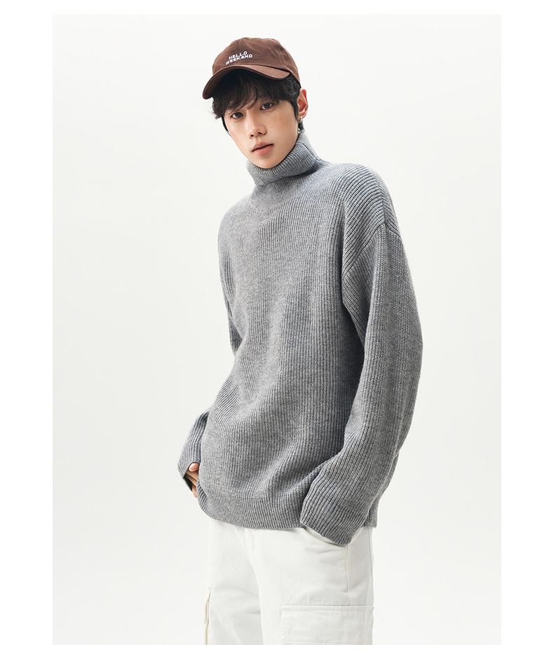 Retro Chunky Knit High Neck Sweater - Cozy Autumn/Winter Loose Fit