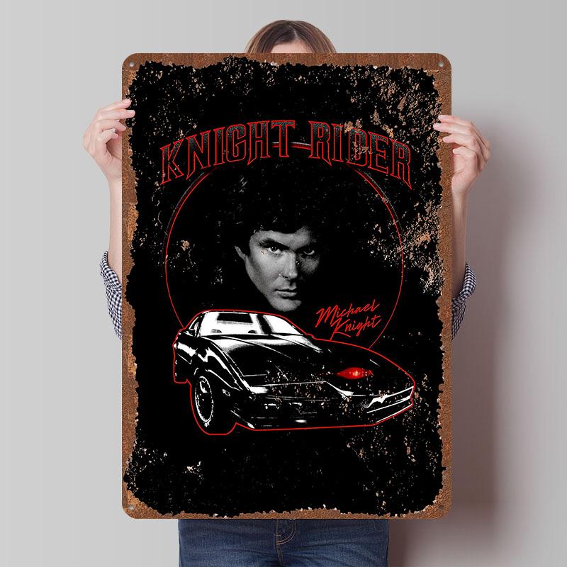 Knight Rider Print Tinplate Posters Customizable Wall Art Retro Vintage Metal Tin Signs for Desk Decor Home Decorations House