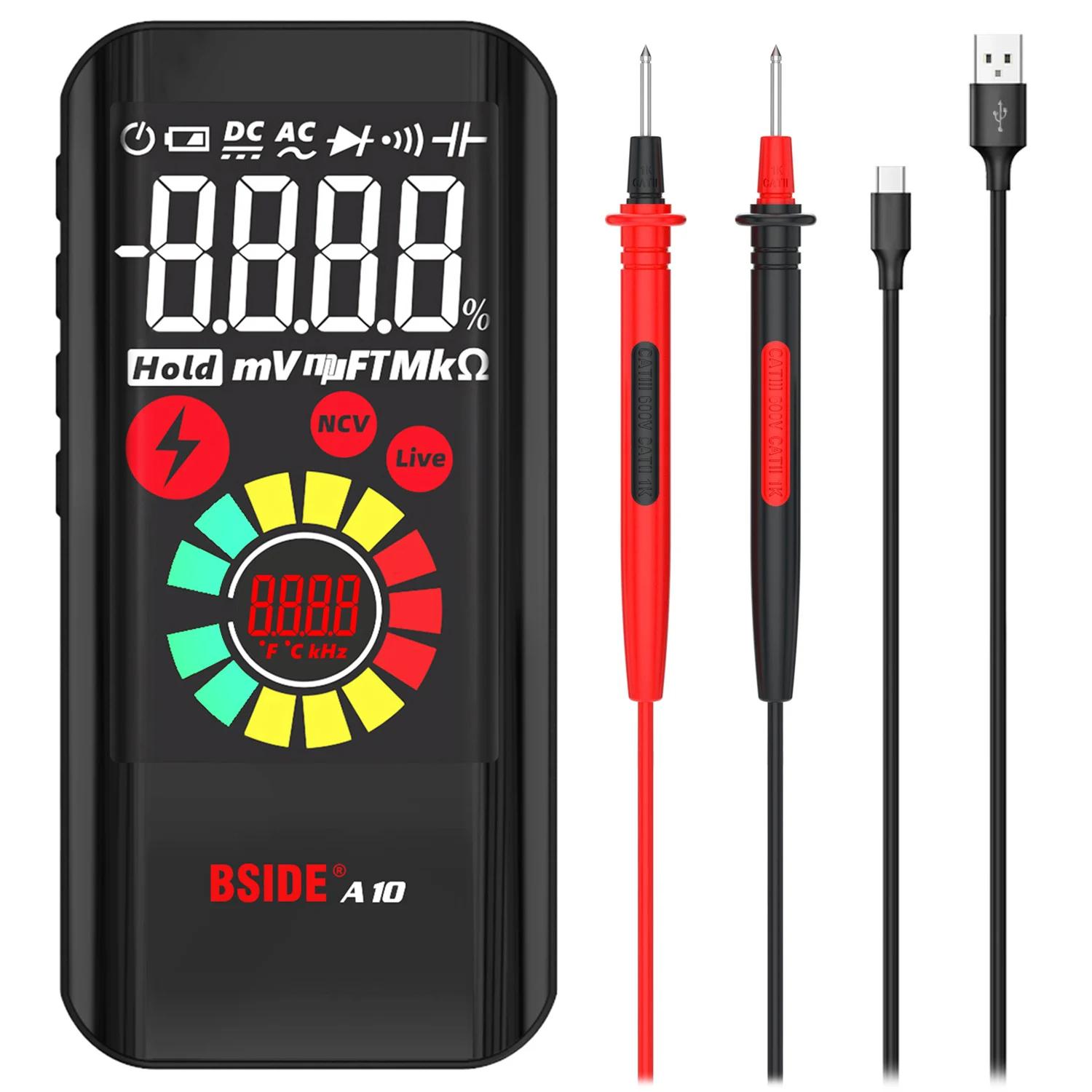 

A10 Smart Digital Multimeter 9999 Counts USB Rechargeable AC/DC Voltmeter Capacitance Ohm Diode NCV Hz Live Wire Check Tester
