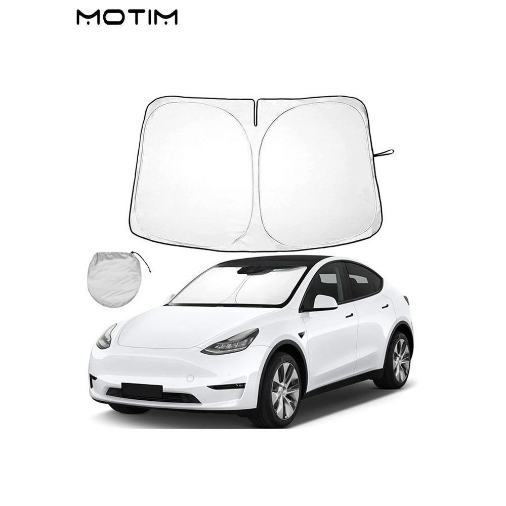 Foldable Car Windshield Sunshade for Tesla Model Y/ 3/ S Folding Sun Visor Protector with Storage Pouch Heat Insulation Cover Heat Blocking Shades Sh