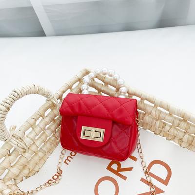 Bolsa infantil bolsa mensageiro de princesa fofa bolsa de mão de pérola da moda para meninas bolsa de troco infantil mensageiro