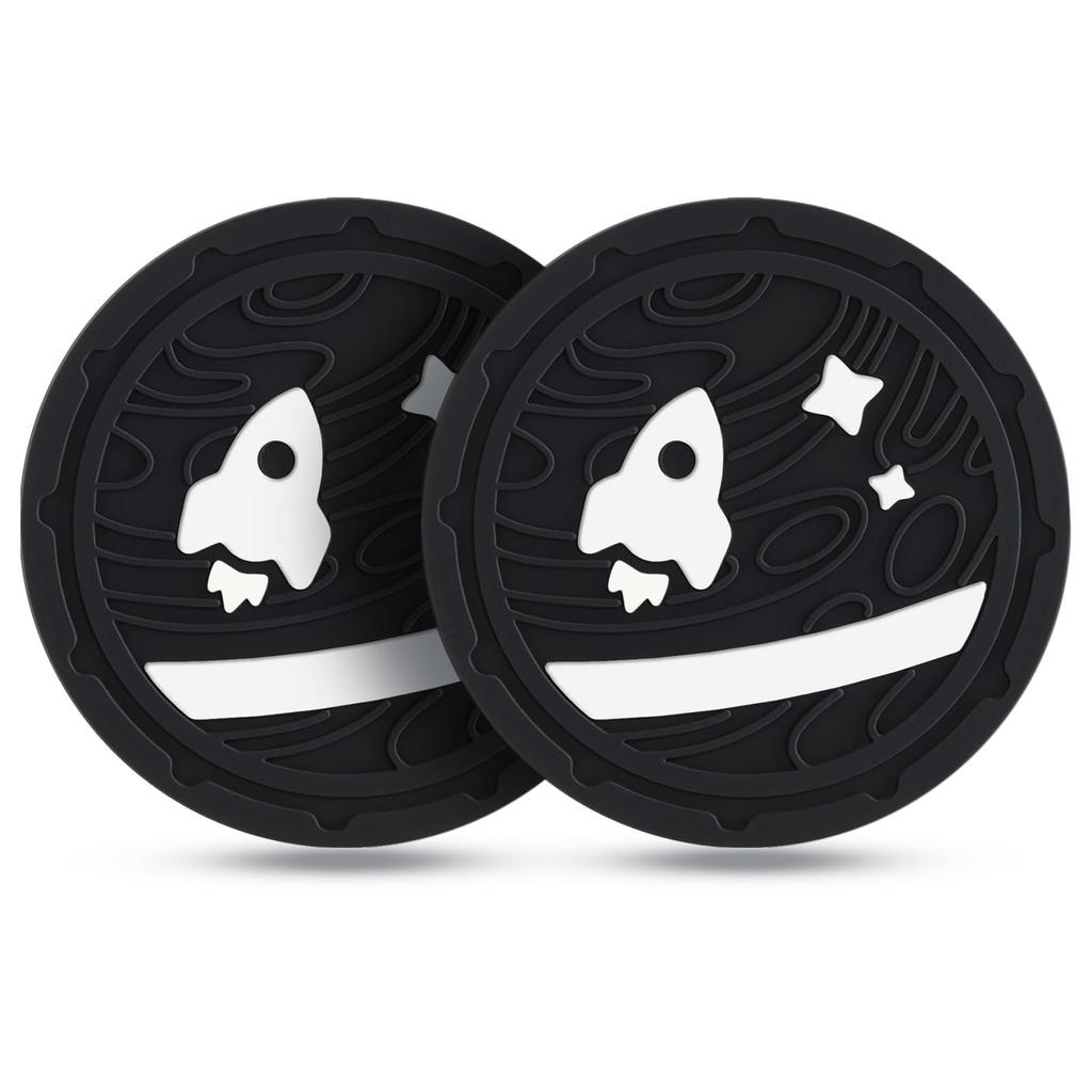 ALIOBC Silicone Coasters [2-Pack, 70mm Diameter] Stylish Car Drink Holder Mat Pattern, Non-Slip Car Cup Holder Coasters, Heat-Resistant, Waterproof,