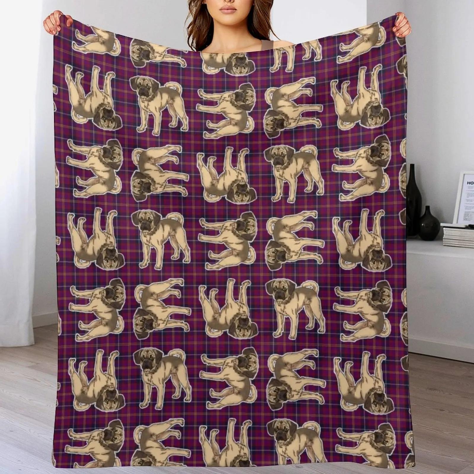 

Puggle on Tartan SMALLER REPEAT of around the clock pattern Throw Blanket Warm Cozy Throw Blanket for Living Room Couch 102x76cm(40x30in)