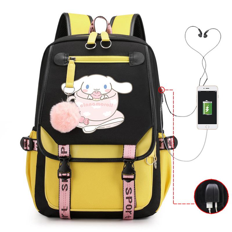 Pies z Dużymi Uszami Plecak Szkolny Męski i Damski Plecak dla Ucznia Szkoły Średniej Gimnazjum Styl College'owy Pasek do Plecaka Plecak Wielofunkcyjny USB