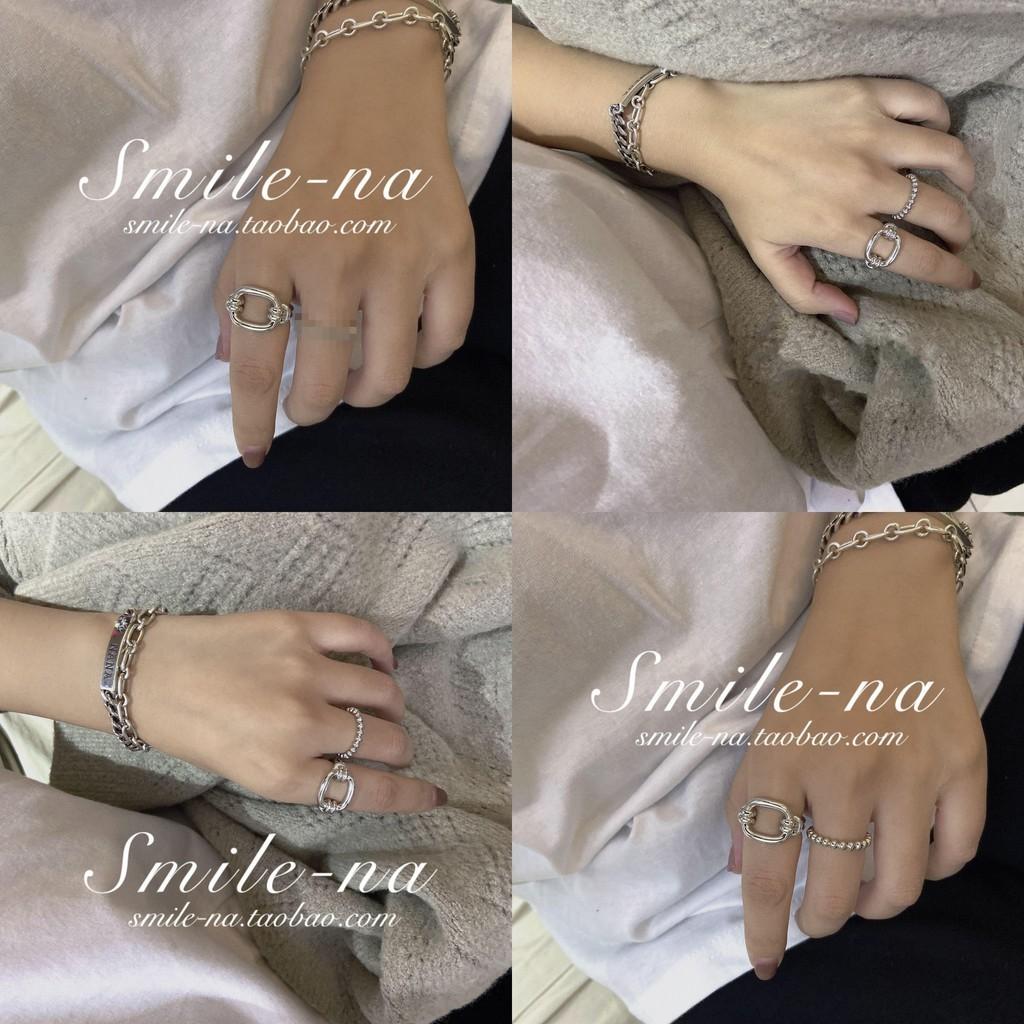 Eleganter Koreanischer Design 925er Sterlingsilber Minimalistischer Geometrischer Offener Ring Für Damen