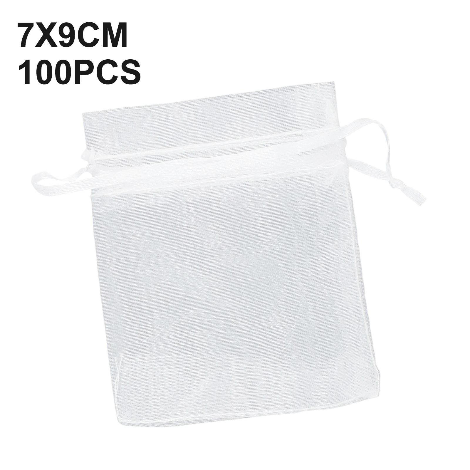 

Универсальные мешочки из органзы с завязками 100 шт. для ювелирных изделий, подарков и мелких предметов 7*9cm