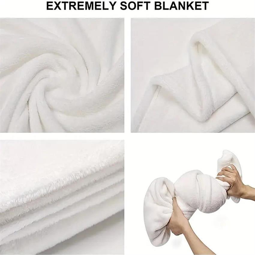 Cute White Bunny With Flowers Pattern Fleece Blanket Whimsical Nature Theme Soft Warm Throw Interior Decoration Bedding Cover