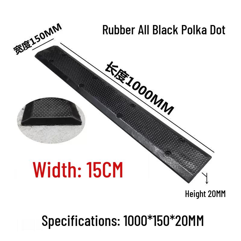 2cm High Mini Rubber Speed Bump and Bicycle Buffer with Yellow-Black Stripes for Parking Space Division