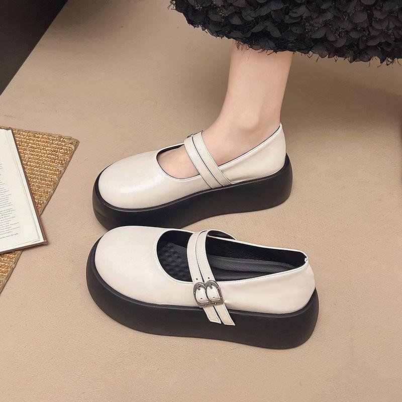 Retro versatile Mary Jane shoes girl spring 2025 new platform French fairy style college style small leather shoes tide