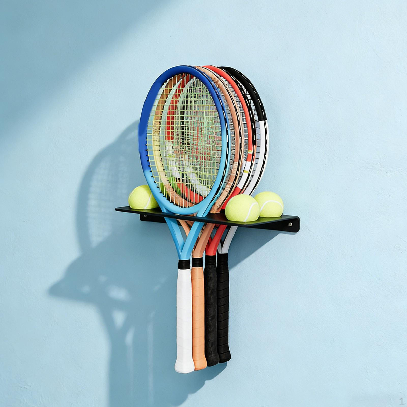 Настенный держатель для теннисных ракеток, подставка-дисплей, вмещает 4 мяча, органайзер для ракеток