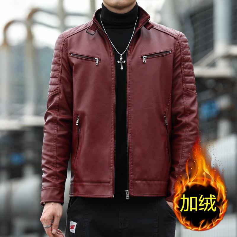 Hot-selling men's leather jacket locomotive stand-up collar handsome casual autumn and winter trend versatile leather jacket men