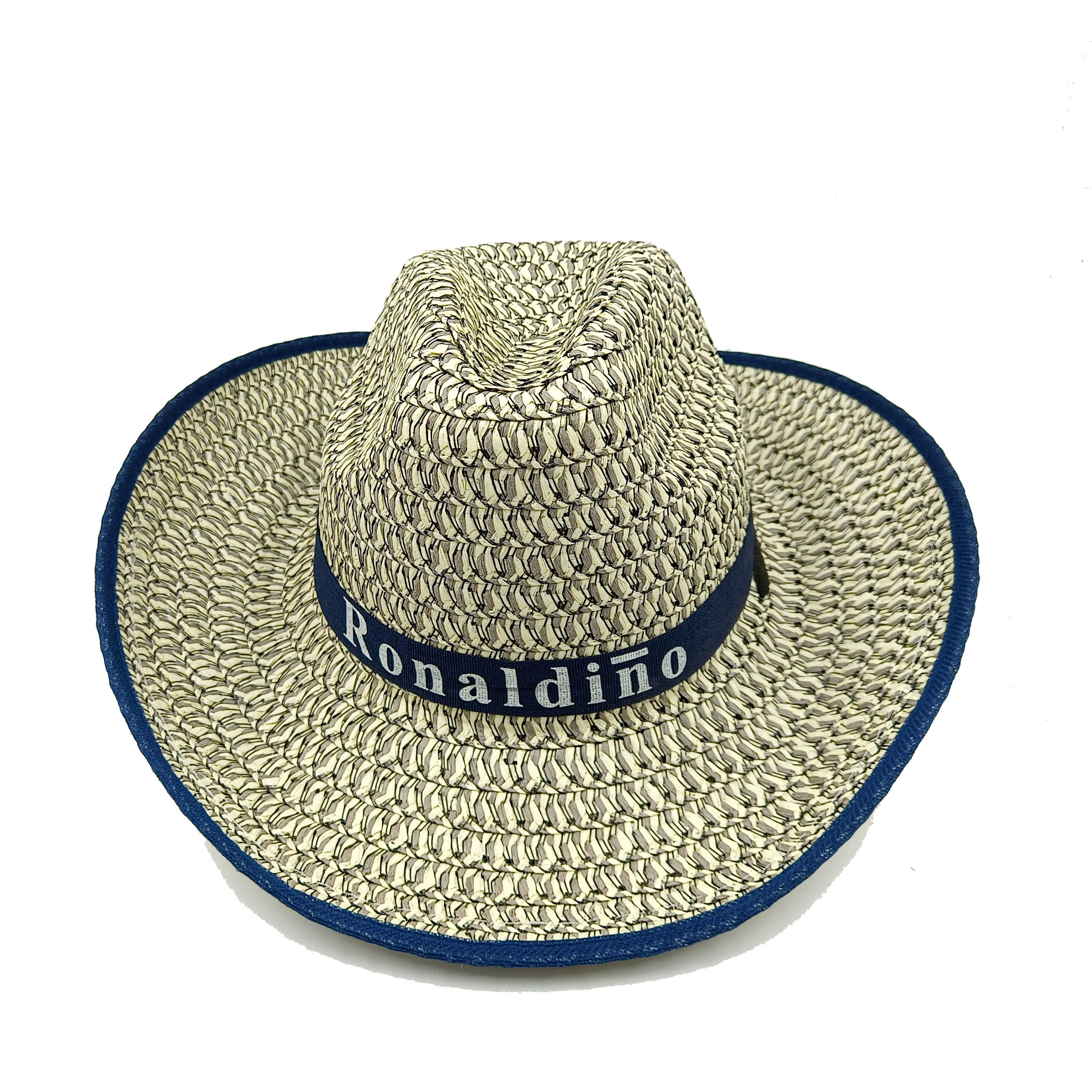 

2023 Summer New Men s Vintage Straw Hat Jazz Hollow Hat Adult Round Top Hat Classic Denim Straw Hat M55-58cm