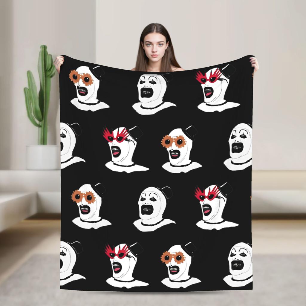 Terrifier 3 Merry Christmas Blanket Fleece Print Clown Movie Horror  Multifunction Soft Throw Blanket for Sofa Office Bedspread