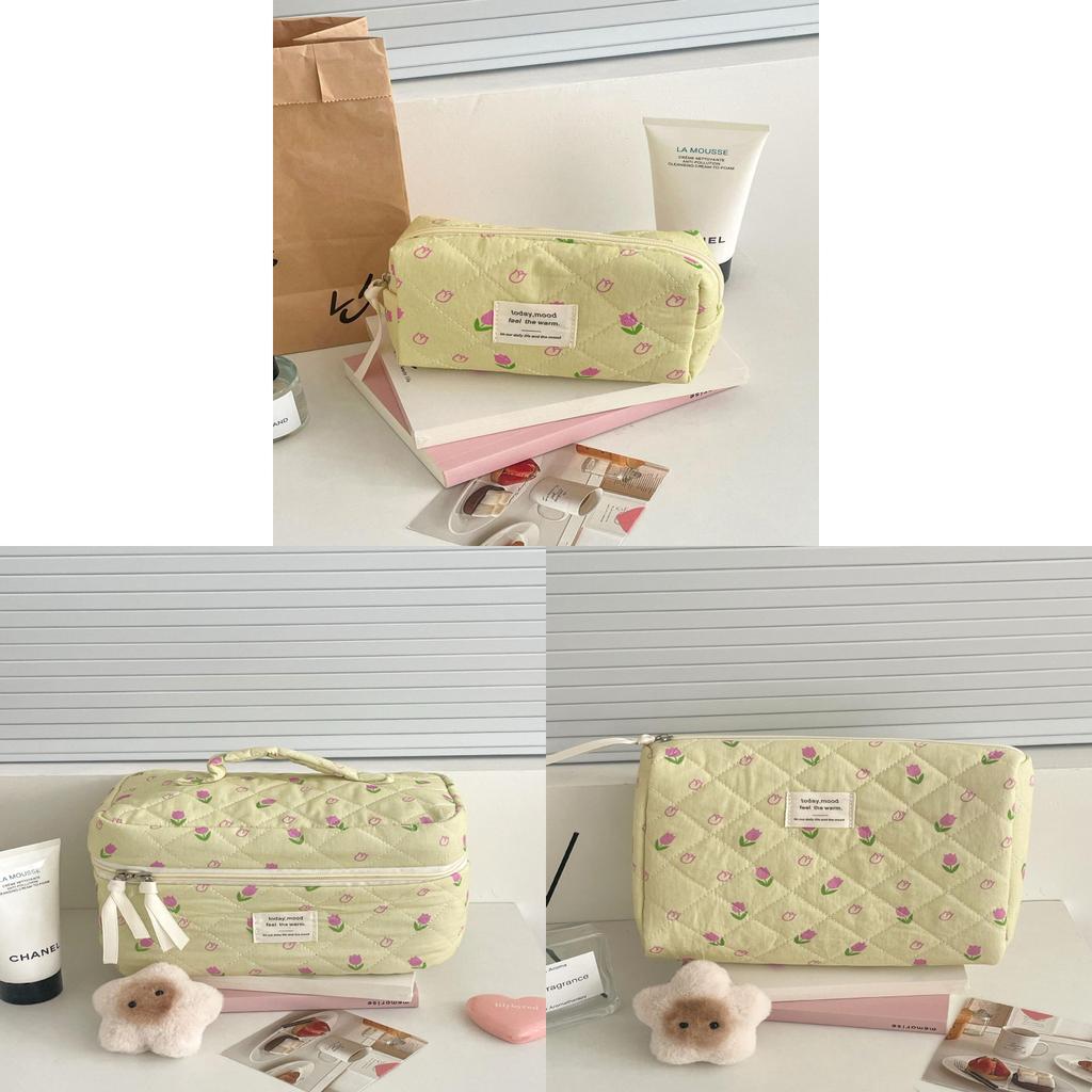 Floral Cotton Makeup Bag With Large Capacity For Everyday Use