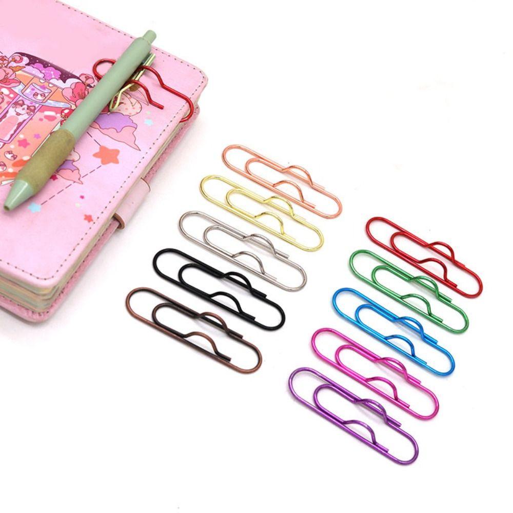 10pcs Colorful Pen Holder Paper Fix Clips Bookmarks Stationery Paper Clips  Notebook