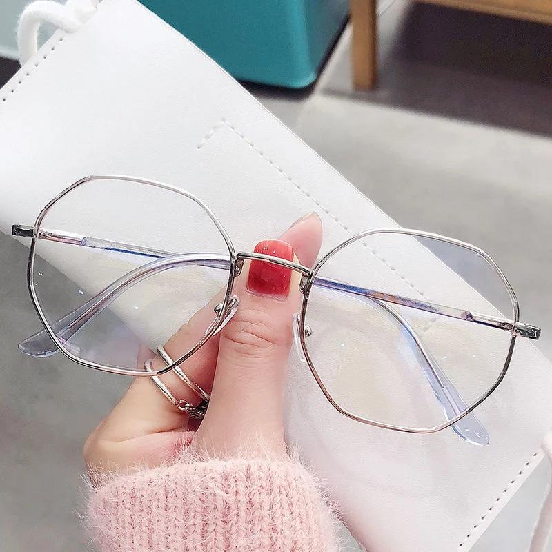 

Korean Fashion Anti Blue Light Round Glasses Ultra-Light Metal Frame Ant Fatigue Women Vintage Eye Protection Plain Spectacles Plain glasses