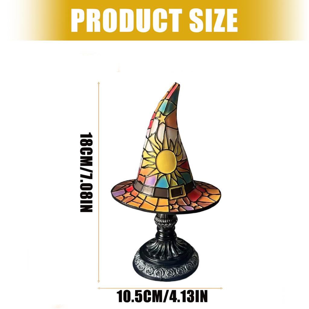 Gothic Halloween Night Light Witch Hat Lamp Handcrafted Resin Decor Mysterious Gothic Charm Ambient Glow