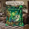 Starry Night Journey Theme Throw Blanket Custom Name Text Personalized Blanket Soft Cozy Blanket for Home Sofa Bed