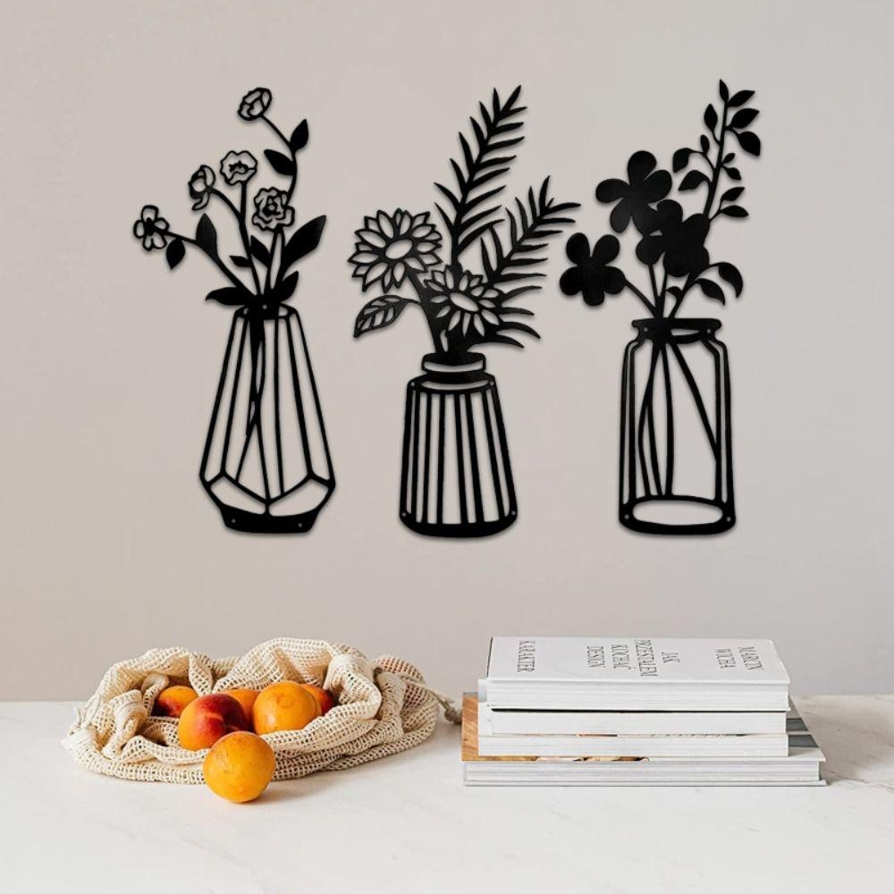 

Moon Cat Black Vase Metal Silhouette Black Vase Decorative Painting Home Accessories