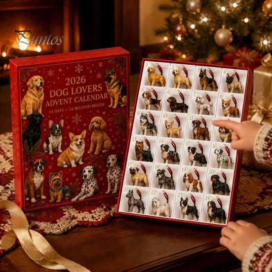 Regalo di Natale per Proprietari di Animali Domestici Calendario dell'Avvento a Tema 2026, Conto alla Rovescia di 24 Giorni con Set Unico Pz Mini Ornamenti 3D Gatto Cane, Regali per le Feste Casa