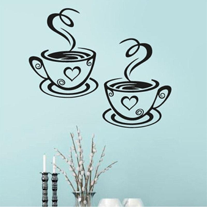 Mural Decals Kitchen Restaurant Cafe Tea Wall Stickers Art Coffee Cup Stickers Wall Decoration Background Wall Stickers.