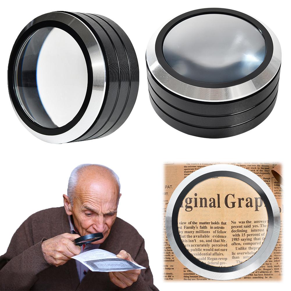 5X Kuppformad Bordsförstoringsglas 70 mm Optiskt Glas 6 LED Lins Läsförstoringsglas för Kartor Smycken Läsförstoringsglas för Att Läsa Böcker