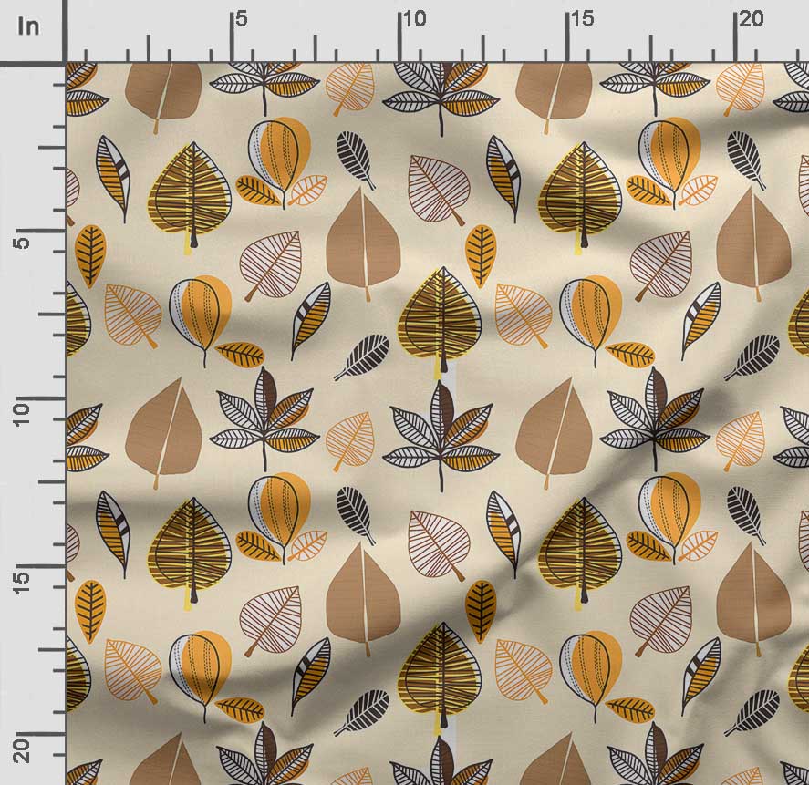 Soimoi Leaves Print,  Cotton Cambric, Quilting Fabric Sold by The Yard 42 Inch Wide, Medium Weight Cotton Fabric,