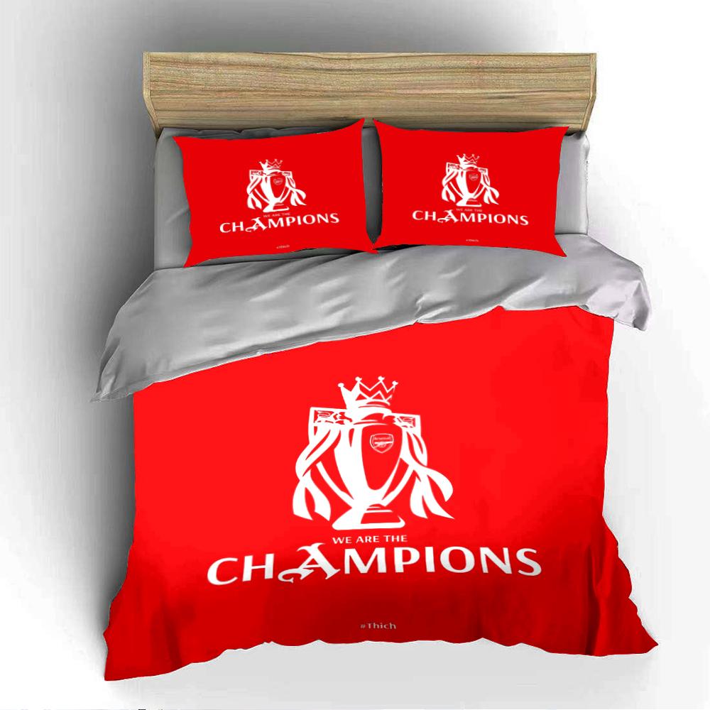 Red Champions Trophy Bedding Set Bedding Duvet Cover Set Duvet Cover Pillowcases Home Decor (1 * Duvet Cover 2 * Pillowcases, Without Duvet Insert)