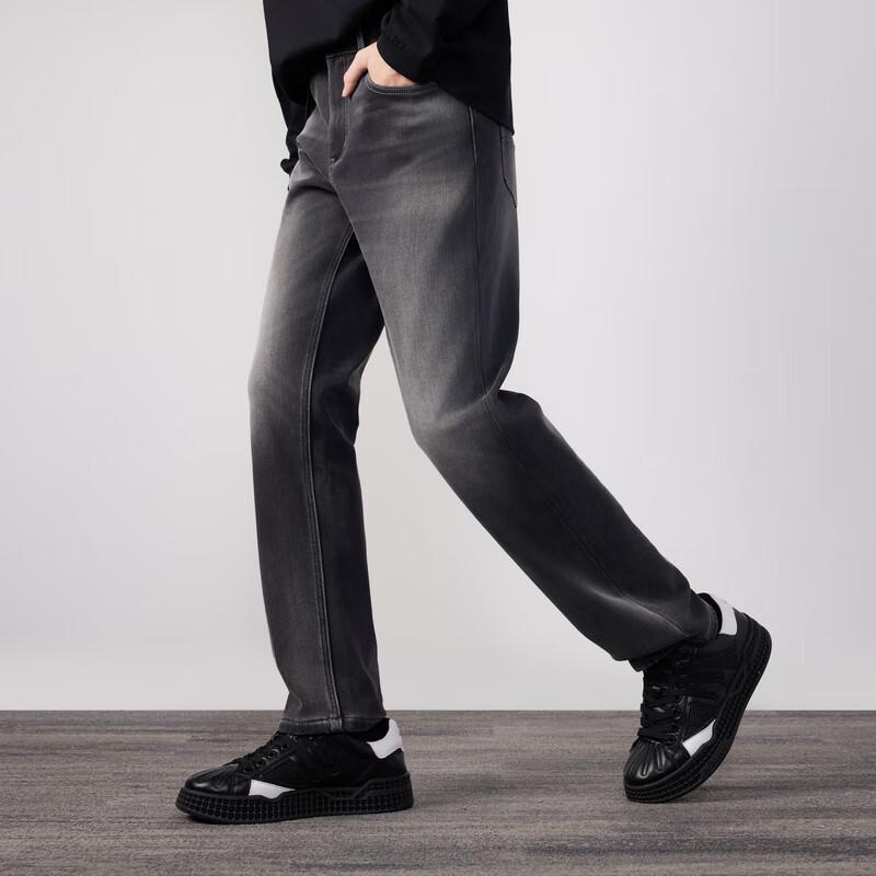 Cabbeen Men's Black Bull D9 Silver Fox Fleece Lined Jeans