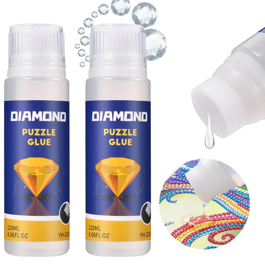 Diamond Painting Sealer, 120ML DIY Diamond Art Sealer with Sponge Head,Painting Glue Permanent Hold & Shine Effect Sealer Puzzle