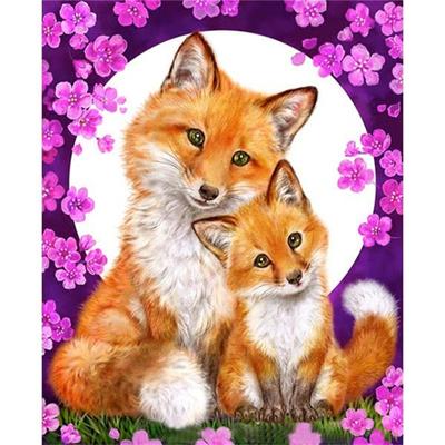 Pictură cu diamant 5D DIY, două vulpi drăguțe, broderie cu diamante, seturi de mozaic, punct de cruce, decorațiuni pentru acasă, cadouri lucrate manual