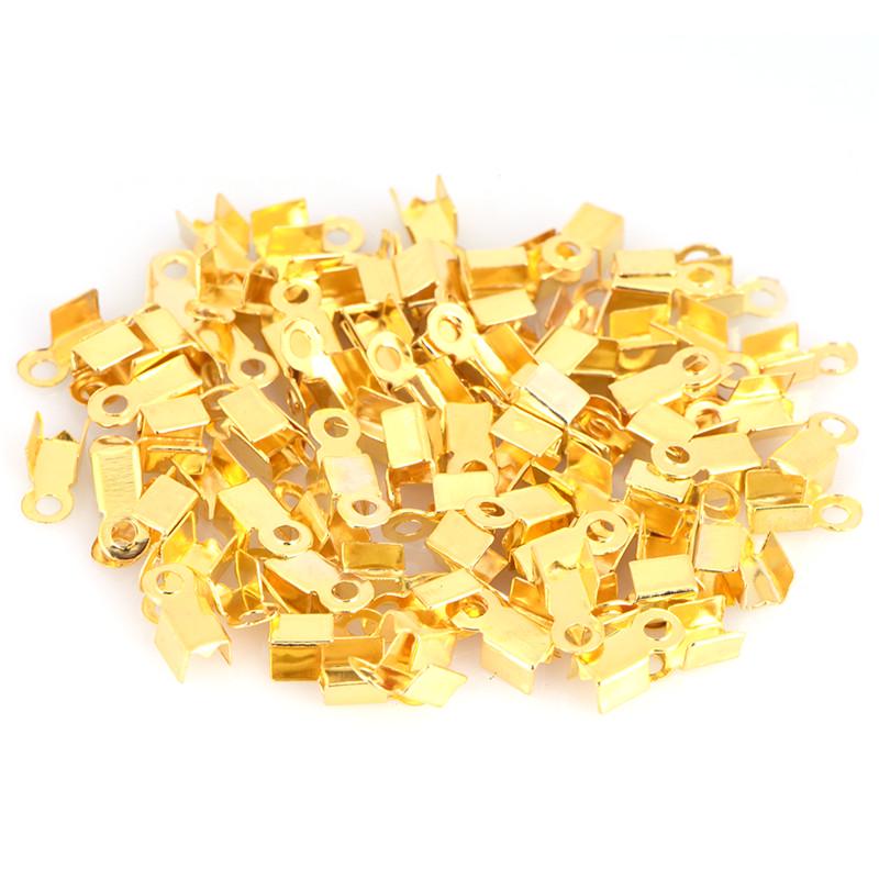 100PCS End Caps Clasps Leather Cord Crimp Bead Connectors DIY Jewelry