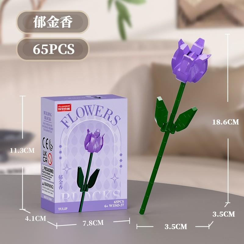 Bouquet Flower Mini Particle Blocks Flowers Model Micro Building Bricks Creative Desk Decor For Adults Toys for Children
