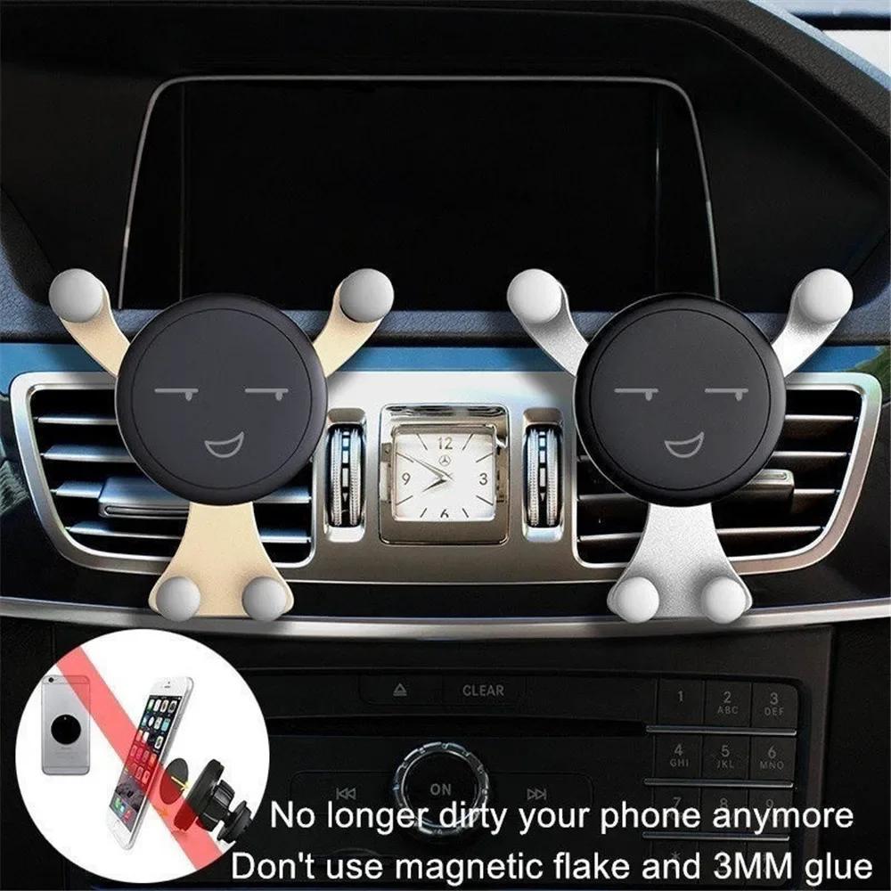 Gravity Car Phone Holder Air Vent Clip Smile Face Mount Mobile Cell Stand GPS Support For IPhone Xiaomi Samsung Universal GPS