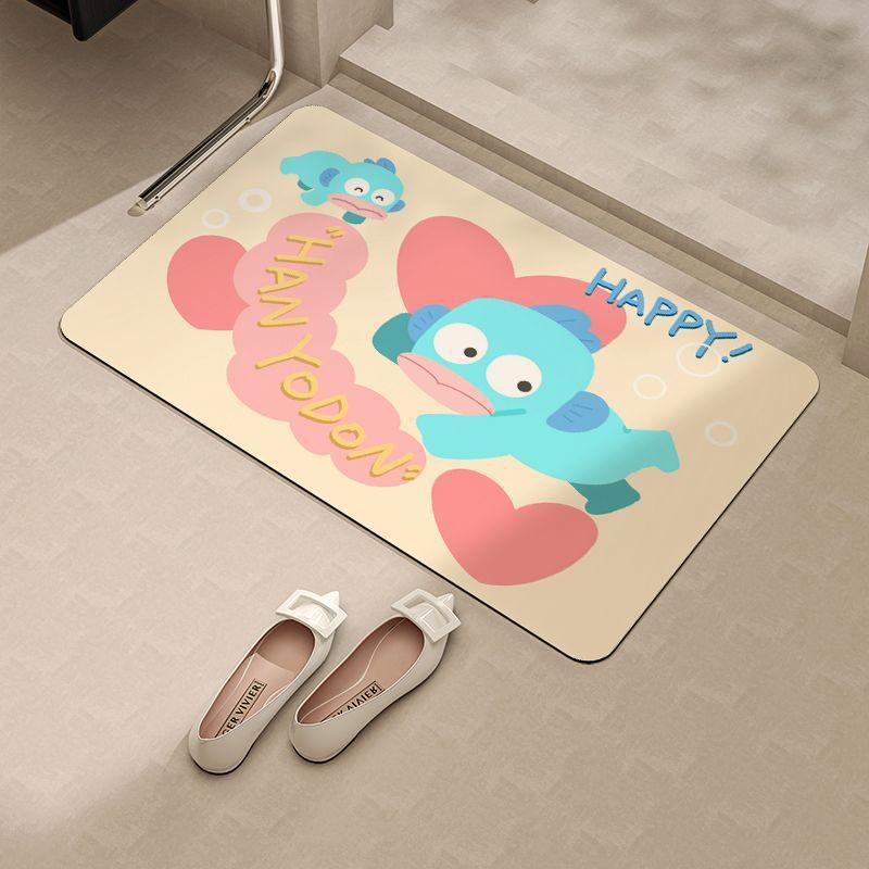 Love Ugly Fish Bathroom Quick Drying Toilet Door Foot Mat Toilet Household Absorbent Non-slip Mat Bathroom Door Mat