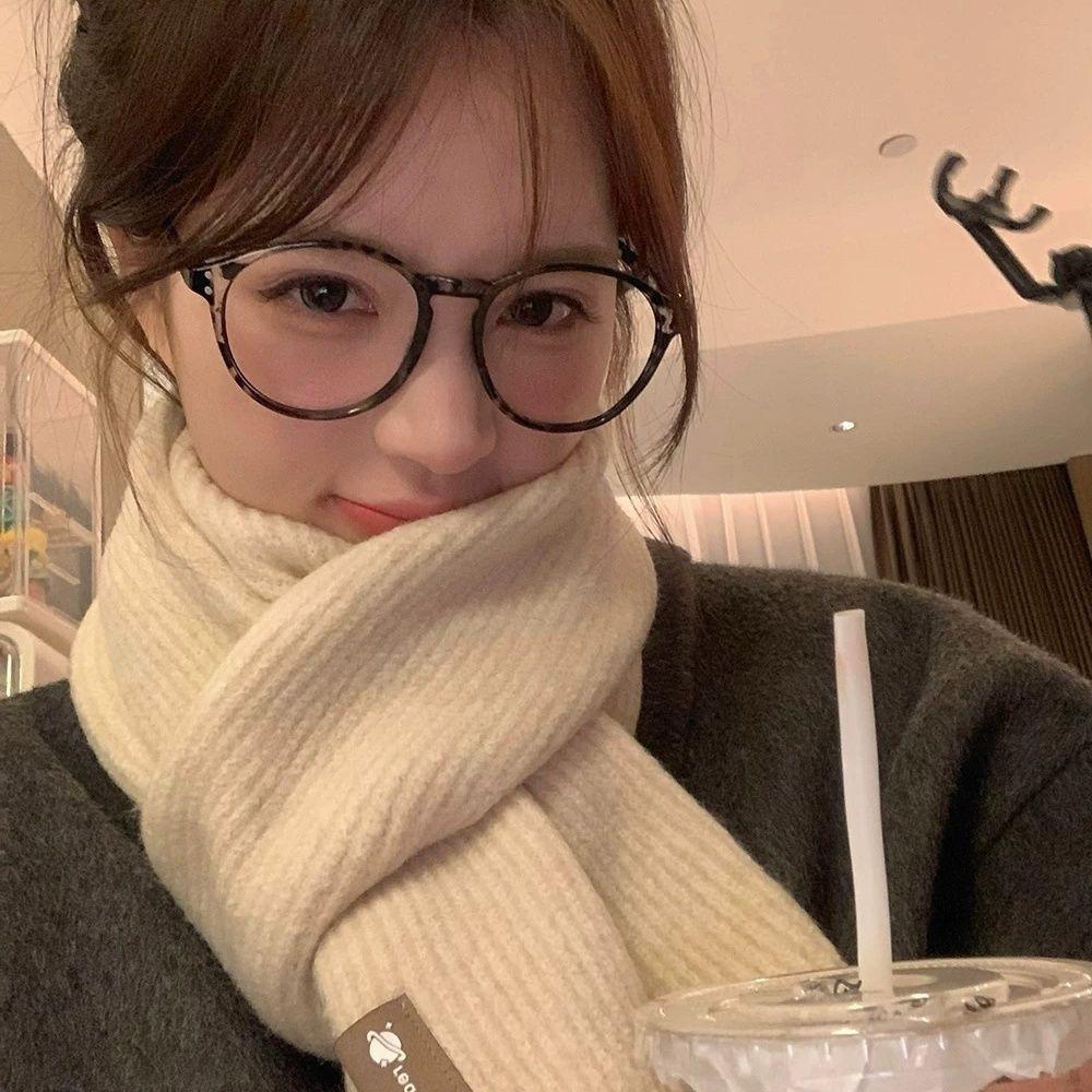 Scarf women's new winter high-end feeling versatile and cute wool knitted scarf men's neck protection to keep warm Korean version tide