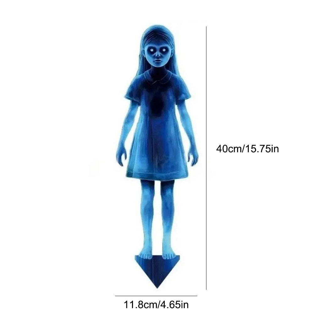 

Halloween Spooky Metal Signs Ghosts Stake Scary Glowing Little Girl Iron Stake for Outdoor Yard Patio Garden Party Decoration
