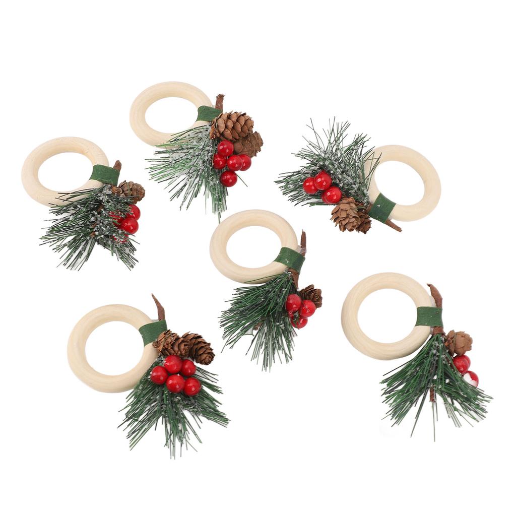 6pcs Pine Cone Napkin Ring Xmas Table Decoration Pine Cones Xmas Napkin Holder for Xmas Wedding