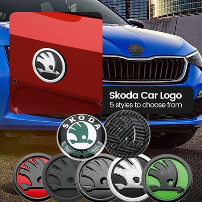 AAAJJ1 2Pcs 80mm 90mm Emblem For Fabia 1 2 Octavia A7 RS Superb Rapid Yeti Karoq Vision Car Head Front Rear Boot Tailgate Sticker