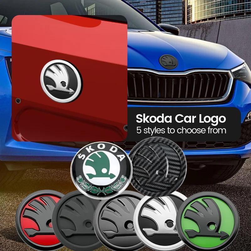 WPA1 2Pcs 80mm 90mm Emblem For Skoda Fabia 1 2 Octavia a7 RS Superb Rapid Yeti Karoq Vision Car Head Front Rear Boot Tailgate Sticker