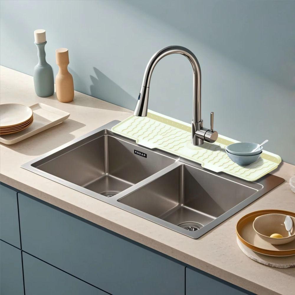 S/M/L Silicone Faucet Mat Rectangular Water Drip Catcher Tray Sink Draining Pad Bathroom Sink