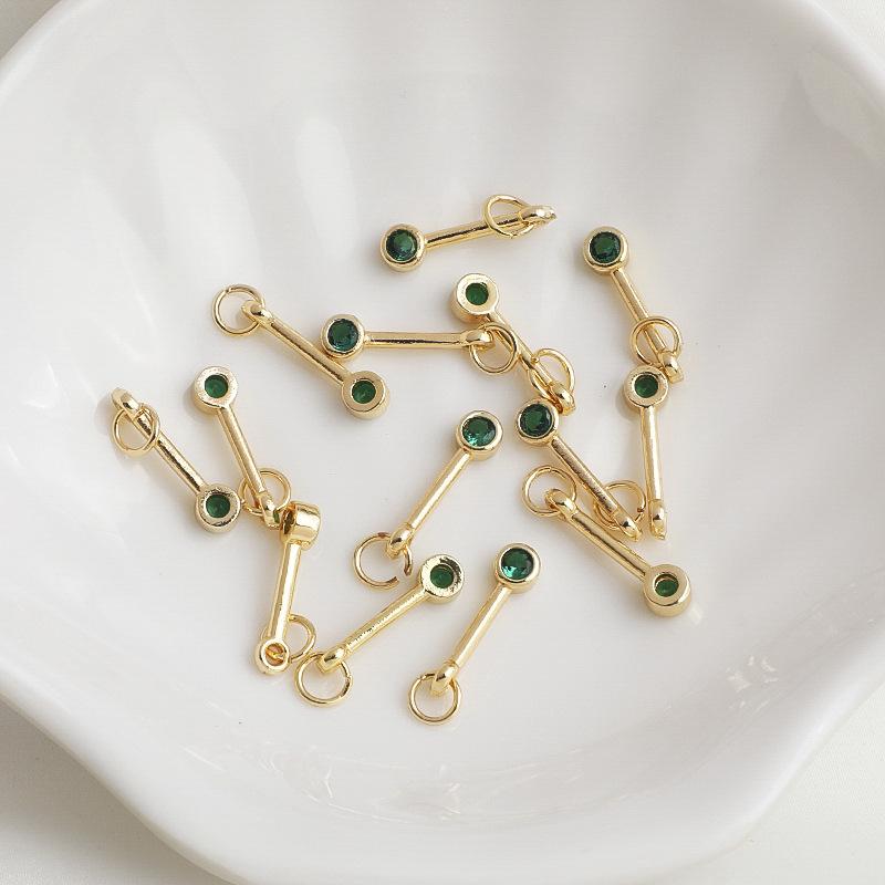 14K Gold Filled Zircon Matchstick Tila Bracelet Pendant for DIY Jewelry