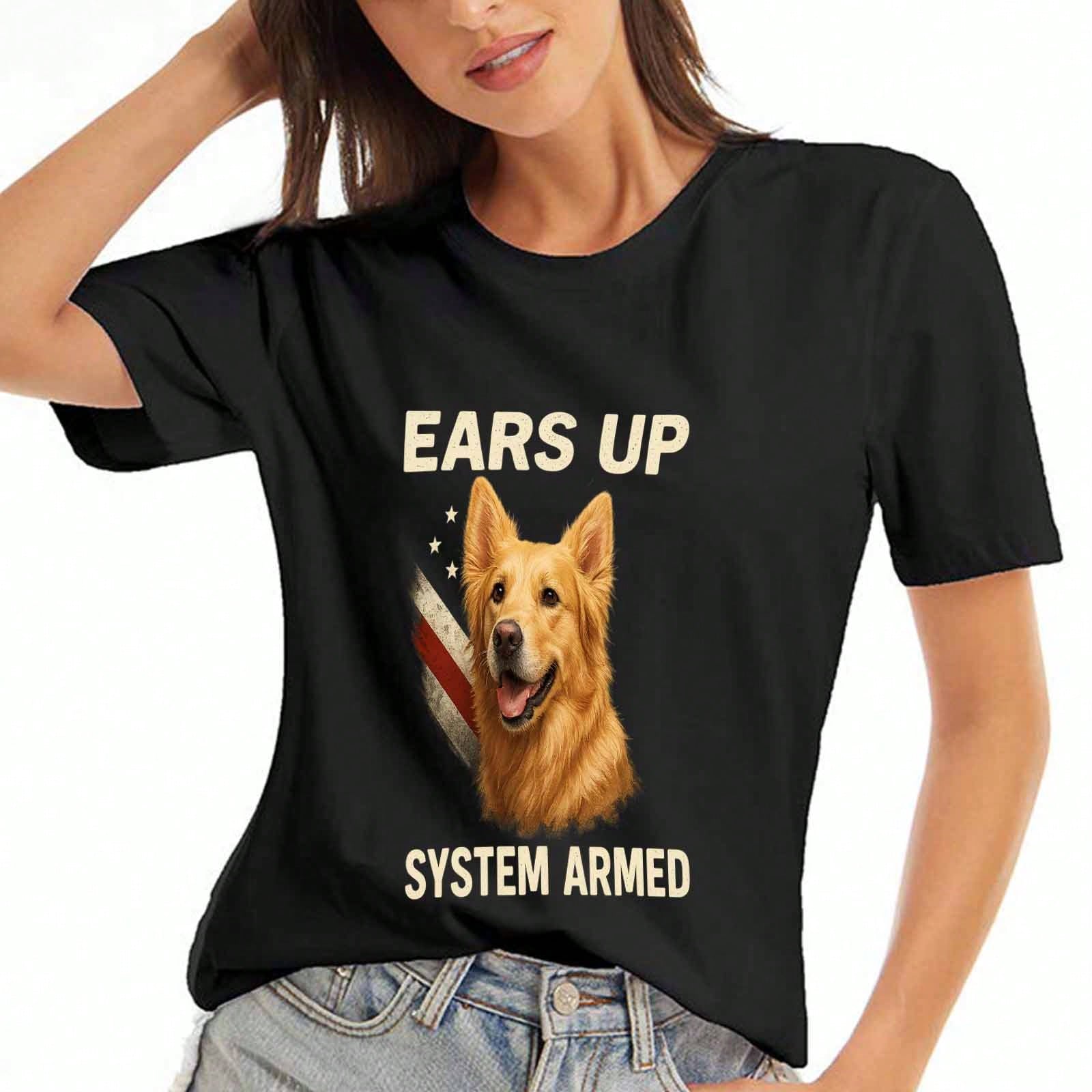 Golden Retriever Dog unisex Cotton T Shirt, Premium Cotton Graphic, Durable, Casual And Fashionable, Ears Up System Armed, Dog Lover Gift Idea, Comfy S