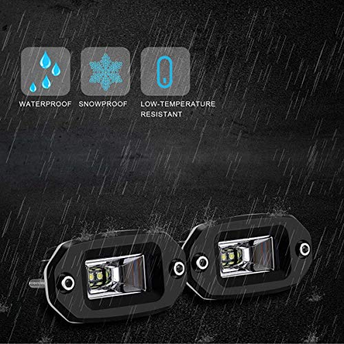 KAWELL 20W LED Work Light, 12V/24V, Reverse Lamp, Recessed, Wide Angle, IP67 Waterproof/Dustproof, Set of 2, Truck Supplies