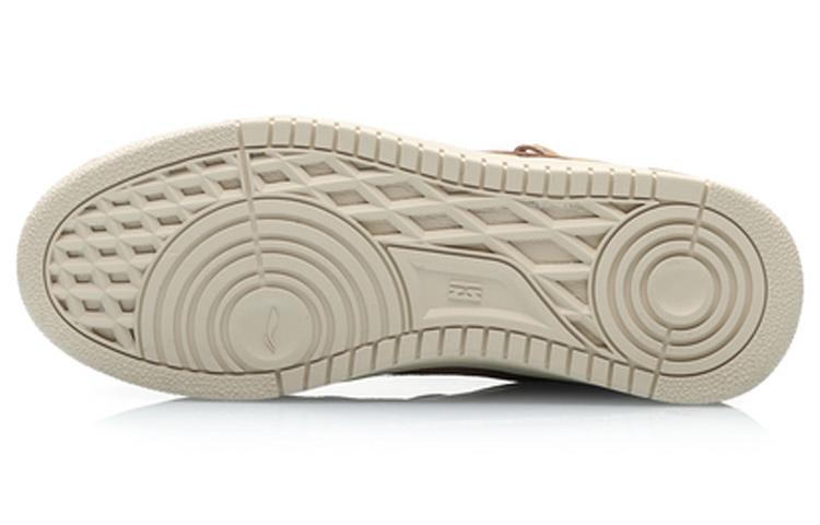 LiNing Qingchao Coverage Slip Resistant Cushioning Abrasion Resistant High Top Skateboard Shoes Men's Brown White AGCP215-3