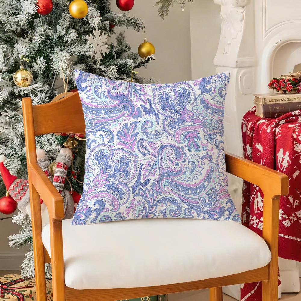 Paisley Bandana Pattern Pillow Case Silky Short Plush With Invisible Zipper Dustproof Sofa Cushion Cover For Home Decor