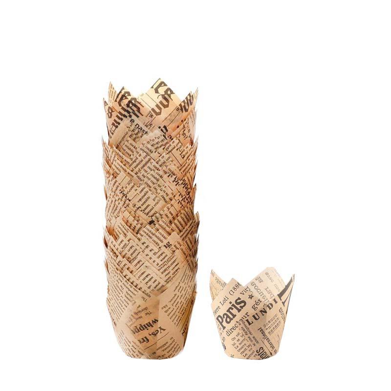 Tulip Cupcake Wrapping Paper Oil-Proof Bread Holder Newspaper Cup Printing English Goblet Of Fire 200