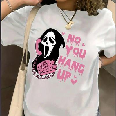 Fashion Women Cartoon Skeleton Letter Print T Shirt Funny Casual O-neck Short Sleeves T-shirt Summer Female Tee Shirt