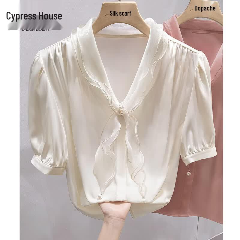 Women s French V-Neck Short Sleeve Blouse 2XL