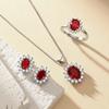 Blue Red Yellow Green Purple and White Gemstone Zircon Princess Crown Necklace Set Ring Earrings Pendant Female